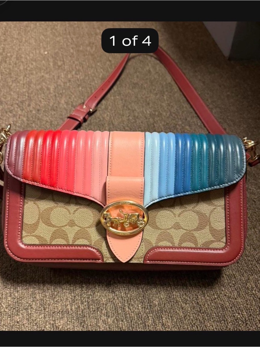 Rainbow Ombre Leather Shoulder Bag - Multicolor
